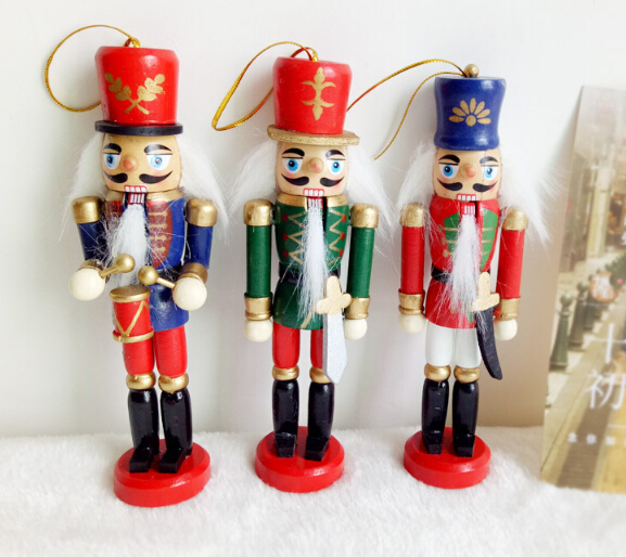 12cm Nutcracker Wood Made Christmas Ornaments Pure Manual Coloured Drawing Walnuts Soldiers 12 pcs/lot Creative Gift