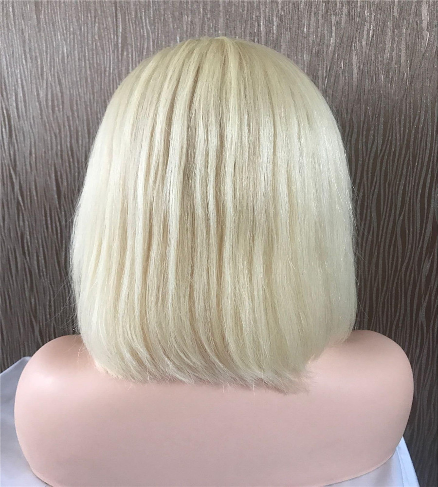 Full Lace Human Hair Wigs For Women 613 Blonde 130% Density Peruvian Remy Hair Silky Straight Short Bob Lace Front human hair Wigs