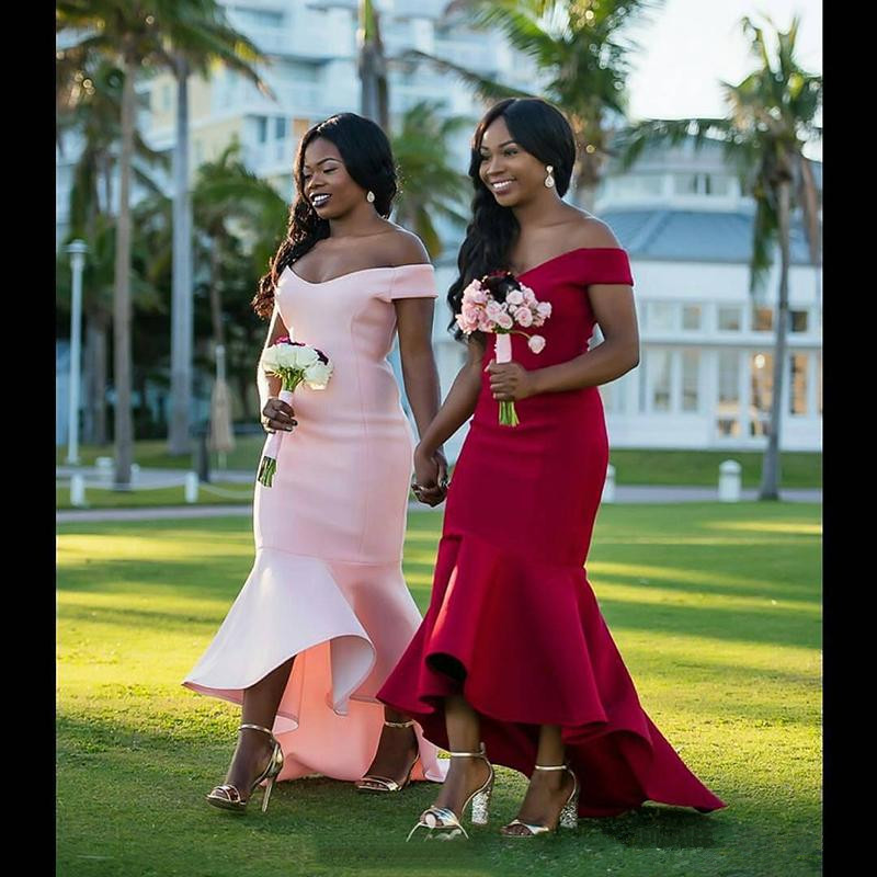 Off-the-shoulder Short Bridesmaid Dresses 2019 New Simple Style Red Pink High Low Satin Mermaid Wedding Prom Evening Gowns Custom Made B121
Off-the-shoulder Short Bridesmaid Dresses 2019 New Simple Style Red Pink High Low Satin Mermaid Wedding Prom Evening Gowns Custom Made B121