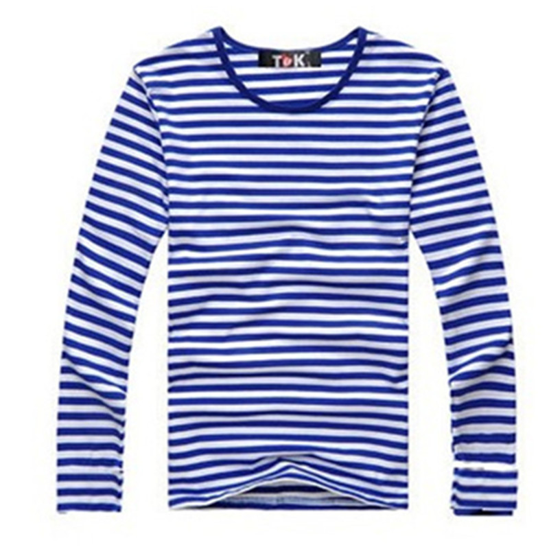 Navy style long-sleeve shirt men T-shirt o-neck stripe t shirt men navy vintage basic 95% cotton