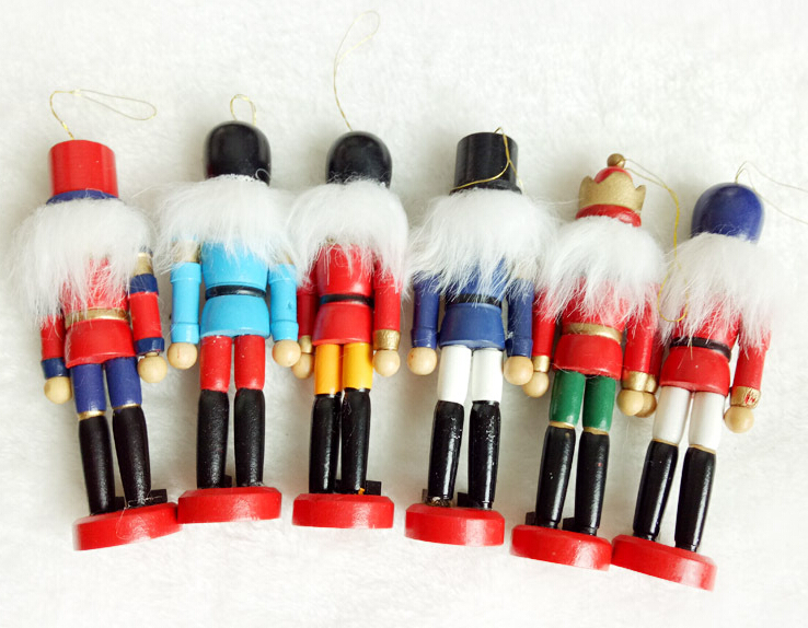 12cm Nutcracker Wood Made Christmas Ornaments Pure Manual Coloured Drawing Walnuts Soldiers 12 pcs/lot Creative Gift