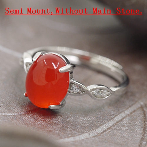 925 Sterling Silver Engagement Wedding Anniversary Women Ring 6x8mm Oval Cabochon Semi Mount Ring Setting DIY Stone