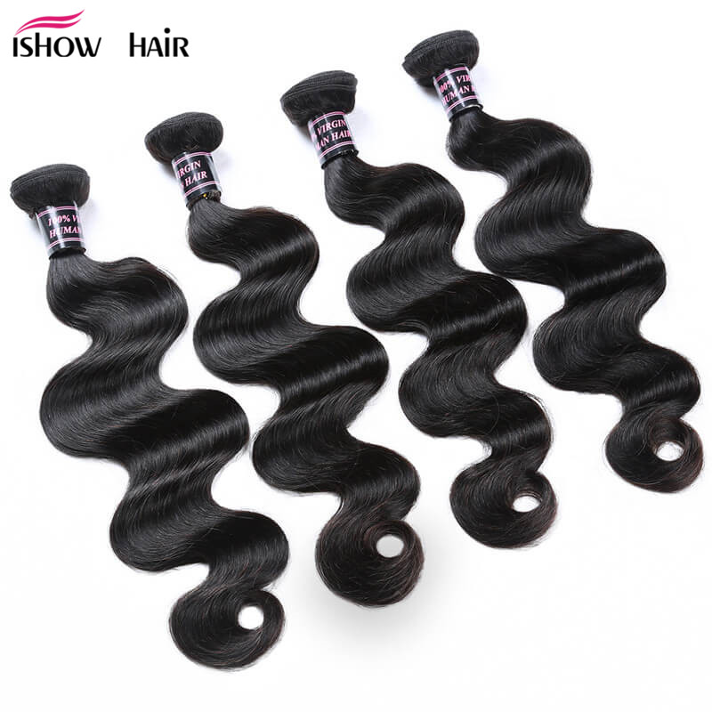 Ishow Mink Brazilian Hair Weave Bundles Wefts Body Yaki Straight Loose Deep Water Virgin Human Hair Extensions for Women Girls All Ages Natural Black