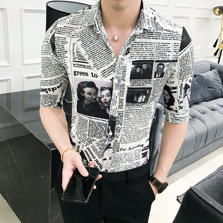 New personality Men's Clothing Male Fashion Handsome British printing three-quarter sleeve Shirts Man Slim Non-mainstream Casual Tops M-3XL, Same as photo
New personality Men's Clothing Male Fashion Handsome British printing three-quarter sleeve Shirts Man Slim Non-mainstream Casual Tops M-3XL, Same as photo