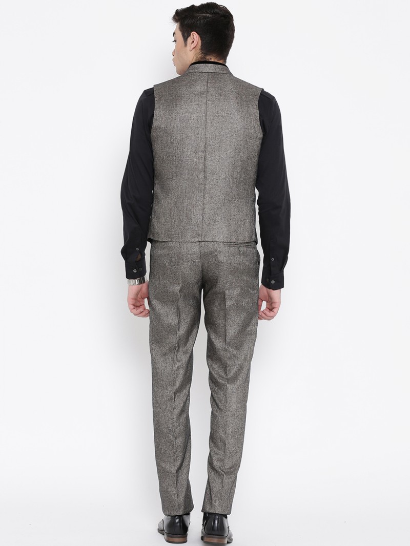 High Quality Grey Two Pieces Men Suit Slim Fit Suits For Men Cheap Five Buttons Groomsmen Pant And Vest