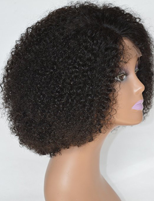 African american crochet braid Curly Human Hair Wigs for Black Women short kinky afro glueless lace front wig 130%density on sale 10inch