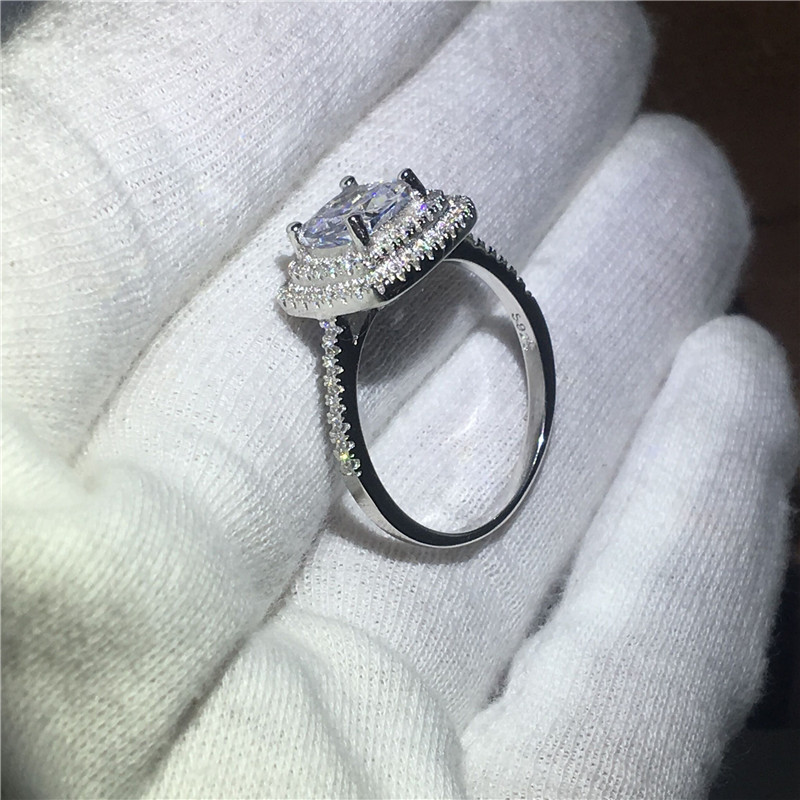 choucong Female bijoux cushion cut 3ct Diamond Jewelry 925 sterling silver Engagement Wedding Band Ring For Women