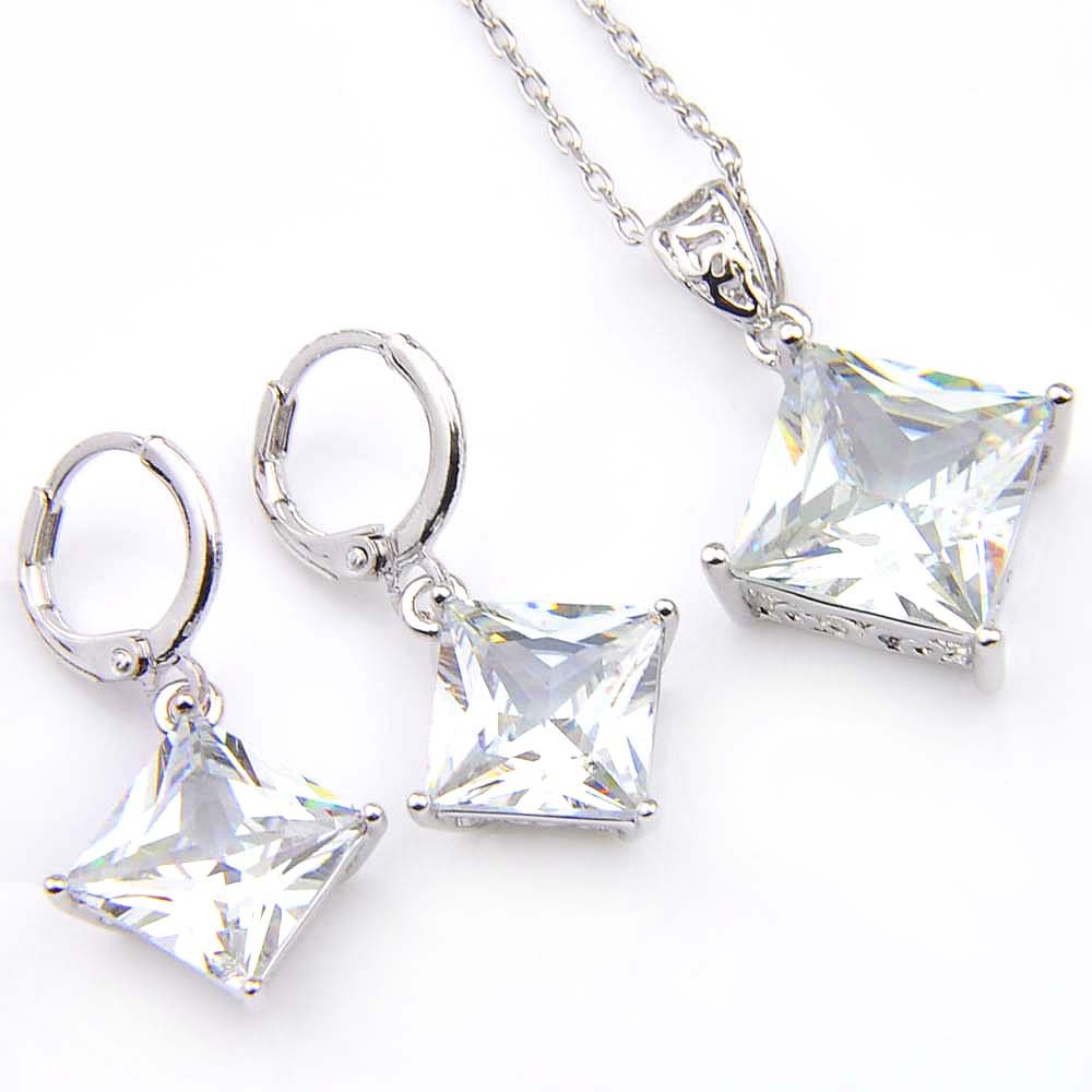 Luckyshine 5 Sets Wedding Jewelry Sets Square White Topaz Crystal Cubic Zirconia 925 Silver Pendants Necklaces Earrings Holiday Gift
Luckyshine 5 Sets Wedding Jewelry Sets Square White Topaz Crystal Cubic Zirconia 925 Silver Pendants Necklaces Earrings Holiday Gift