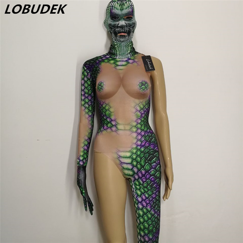 New Novelty Snake printing jumpsuit Men Women Leotard Elastic Rompers Cosplay Role costumes Nightclub Party performance clothing
New Novelty Snake printing jumpsuit Men Women Leotard Elastic Rompers Cosplay Role costumes Nightclub Party performance clothing