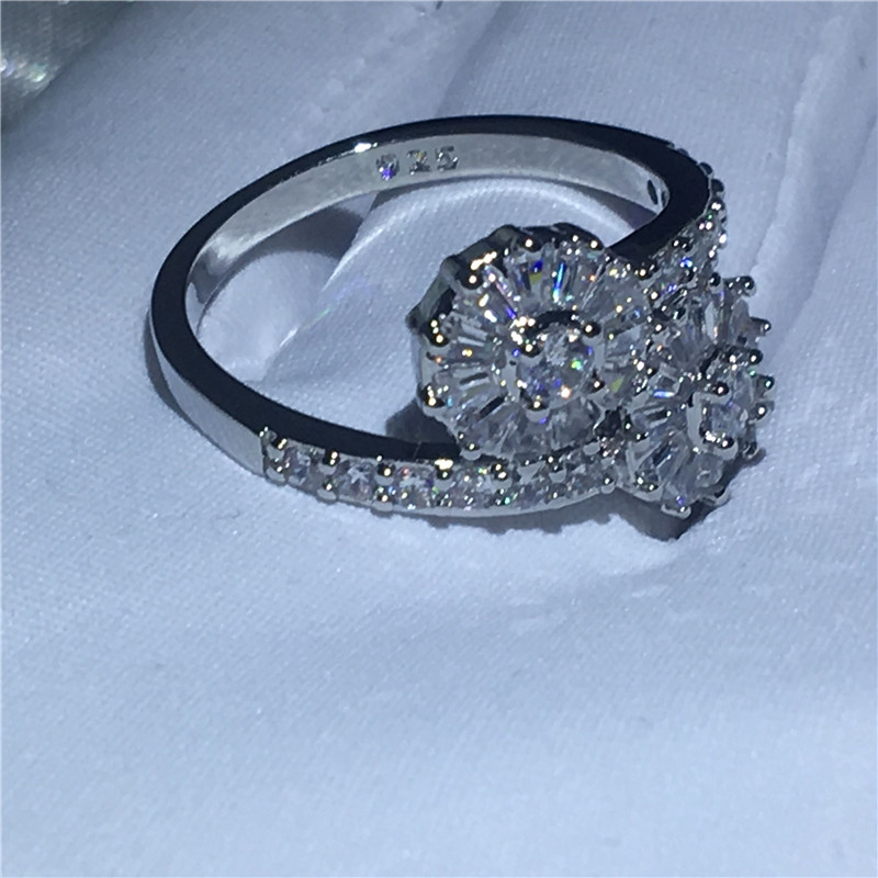 2018 Infinity Flower ring Silver color Diamond Cz Stone cross Engagement wedding band ring for women Bridal Fashion Jewelry