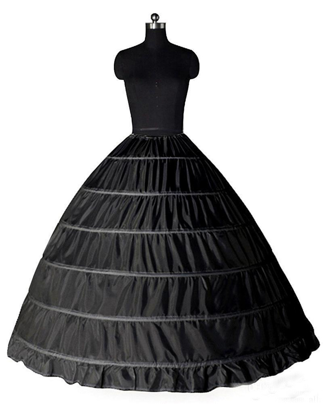 In stock Ball Gown Petticoat Cheap White Black Crinoline Underskirt Wedding Dress Slip 6 Hoop Skirt Crinoline For Quinceanera Dres