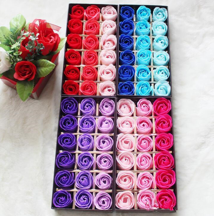 18PCS Rose Soaps Flower Packed Wedding Supplies Gifts Event Party Goods Favor Toilet soap Scented bathroom accessories