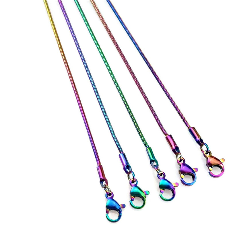 1.2mm Rainbow Color Chain Necklace 22" Stainless Steel Chain 22inch