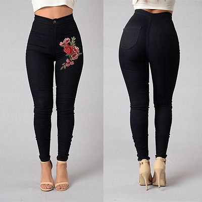 2017 Hot Fashion Rose Embroidery Ripped Jeans Sexy Women Floral Print Skinny Vintage Denim Pants Plus Size, White
2017 Hot Fashion Rose Embroidery Ripped Jeans Sexy Women Floral Print Skinny Vintage Denim Pants Plus Size, White