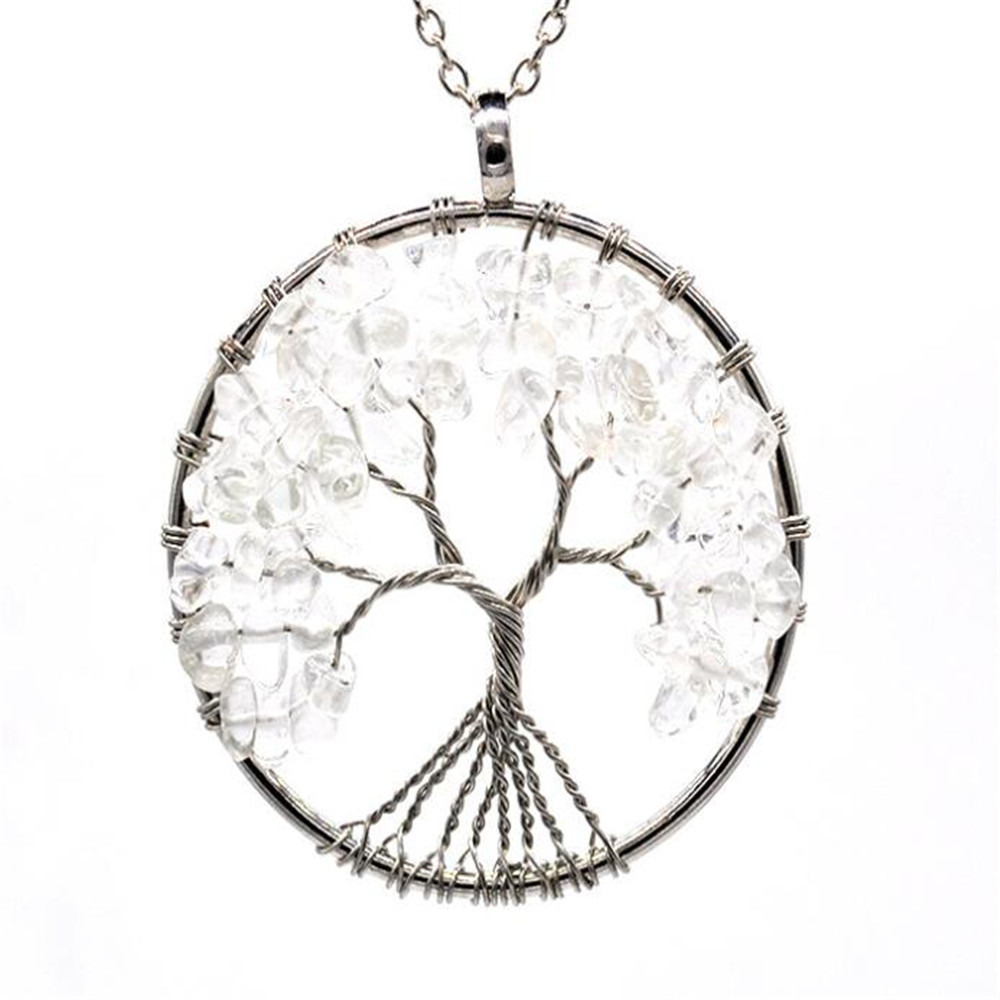 12pc/set Fashion classic old pendant necklace gem tree 7 chakra stone beads tree of life for men and women gift for Mother's day gift