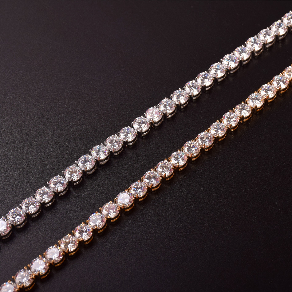 3mm 4mm Mens Double A Cubic Zirconia Tennis Bracelet Chain Hip Hop Jewelry Iced Out Finish 1 Row Sliver Gold CZ Bracelet Link
