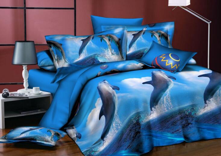 3D Animal Printed Bedding Set Cat Dolphin Leopard Bed sheets Duvet Cover Bed Sheet with Pillowcase
