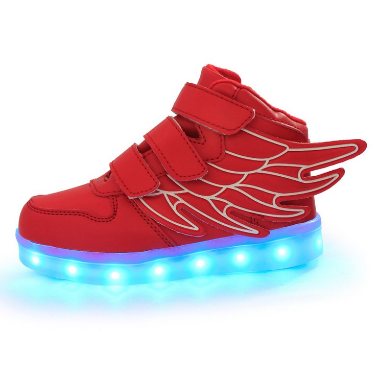 Children Led Shoes For Kids Casual Multi 6 Color Wings Shoes Colorful Glowing Baby Boys and Girls Sneakers USB Charging Light up Shoes