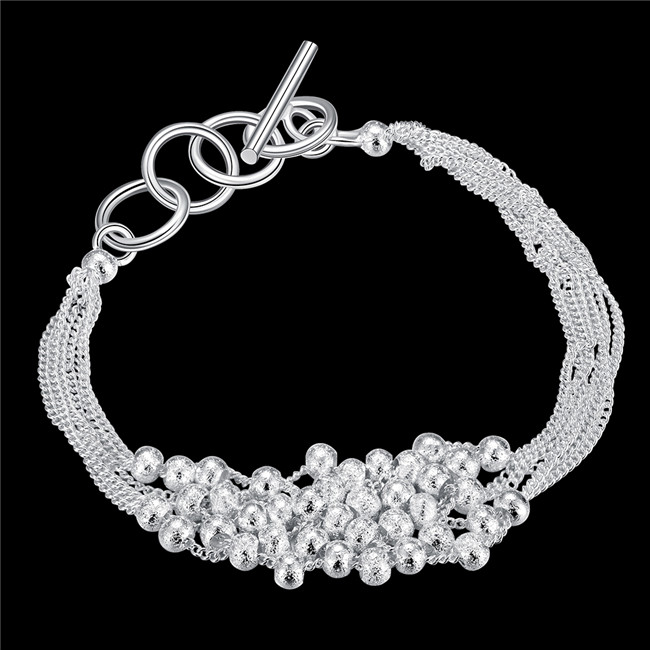 Six-line sand bead bracelet sterling silver plated bracelet ; Wedding gift ! fashion men and women 925 silver bracelet SPB030