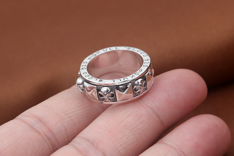 2018 new 925 sterling silver fine jewelry vintage American antique silver hand-made designer skull band rings for men & women
