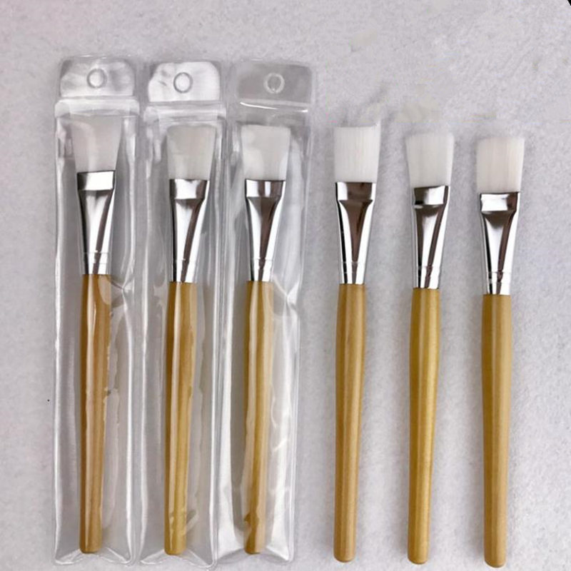 Makeup Facial Mask Brush Wood Handle Soft Fiber Hair Foundation Face Mask Mixing Brush Cosmetic Make up Tool F1015