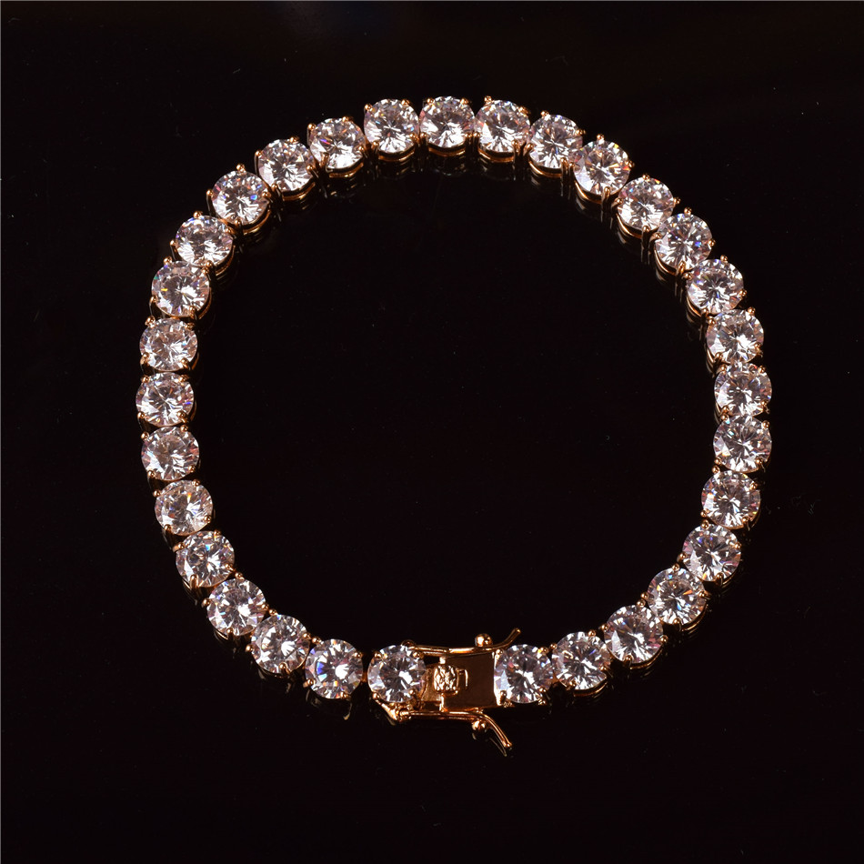 3mm 4mm Mens Double A Cubic Zirconia Tennis Bracelet Chain Hip Hop Jewelry Iced Out Finish 1 Row Sliver Gold CZ Bracelet Link