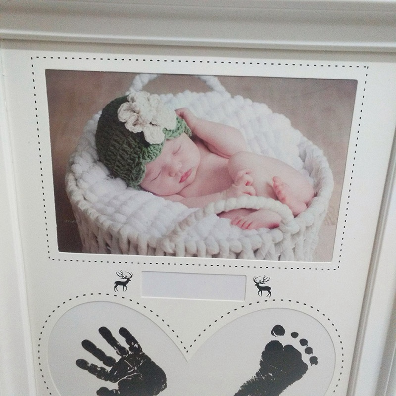 1Pcs Pretty Baby Photo Frame Newborn Handprint Footprint Non-Toxic Ink Pad Kids Picture Frame Birthday Gift Room Decorations