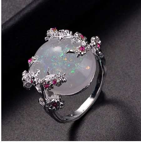 Beautiful Tree & Flower Ring Jewelry Black Gold Filled Romantic CZ Big White Fire Opal Rings for Women Dropshipping Bands Ring
Beautiful Tree & Flower Ring Jewelry Black Gold Filled Romantic CZ Big White Fire Opal Rings for Women Dropshipping Bands Ring