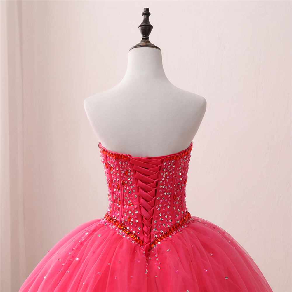 2018 New Arrived Real Photo Sexy Crystal Ball Gown Quinceanera Dress with Beading Sequin Tulle Sweet 16 Dress Vestido Debutante Gowns BQ133
