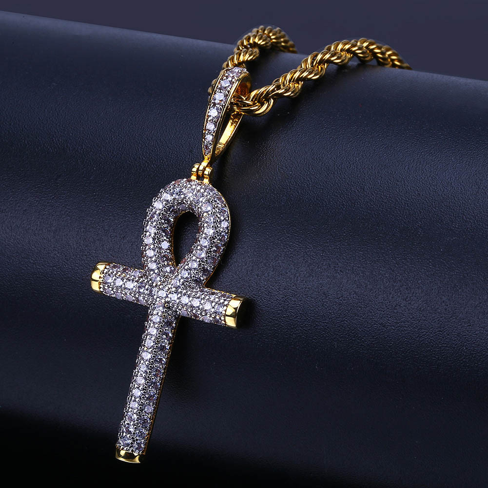 Hip Hop Egyptian Ankh Key Cross Pendant Necklace Iced Out Gold Silver Color Plated Micro Paved Zircon Pendant Necklace
Hip Hop Egyptian Ankh Key Cross Pendant Necklace Iced Out Gold Silver Color Plated Micro Paved Zircon Pendant Necklace