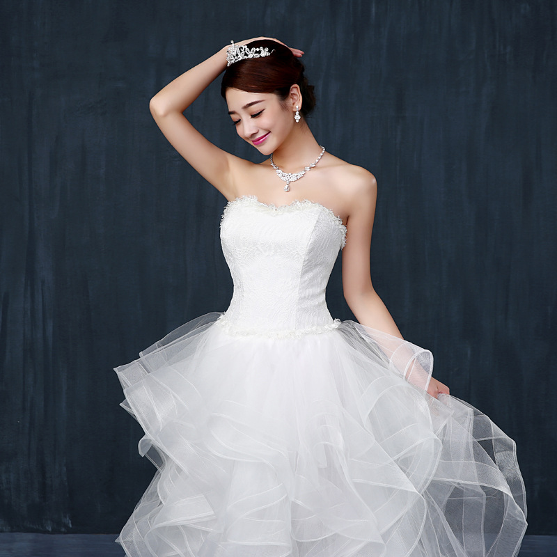 2018 Top Selling wedding dress Cheap Hight Low bride royal princess Lace Front Short Long Back train formal dress quality growns