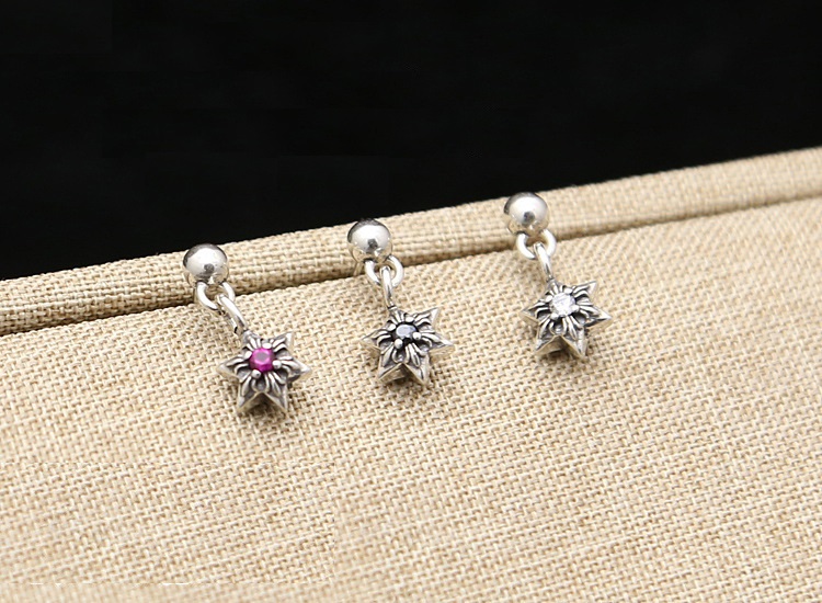 Brand new 925 sterling silver vintage jewelry antique silver American Europe hand-made designer stars stud earrings for women & men