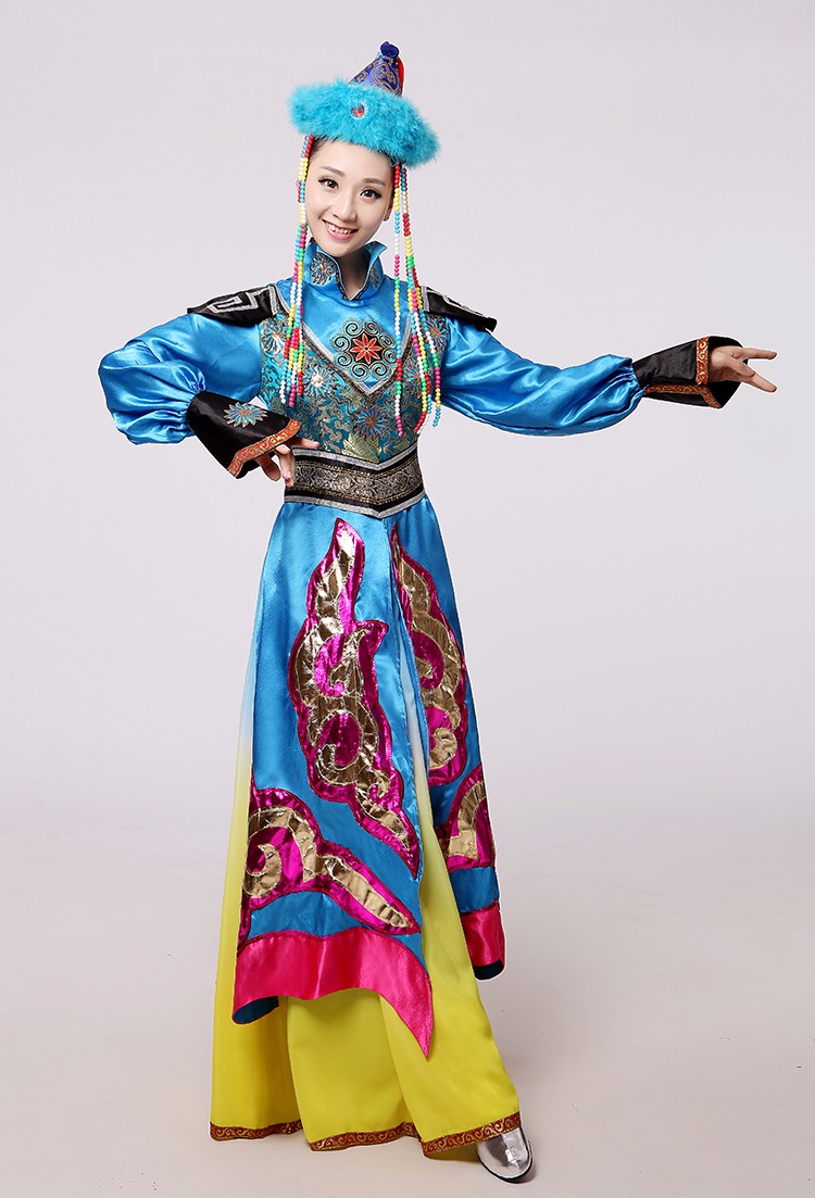 Masquerade Ball Gown Luxurious Robe Womens long blue Dress Elegant ancient mongolian princess dress dancing wear