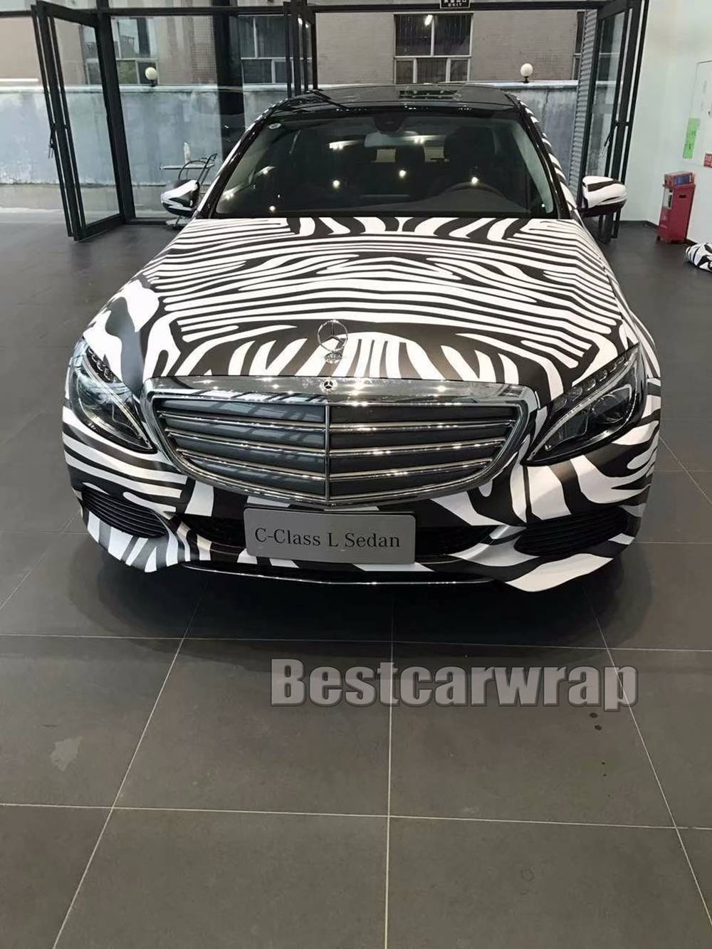 zebra Camouflage Vinyl wrap for car wrap covering with air bubble free self adheisve For boat wall car decoration available 1.52x30m 5x98ft