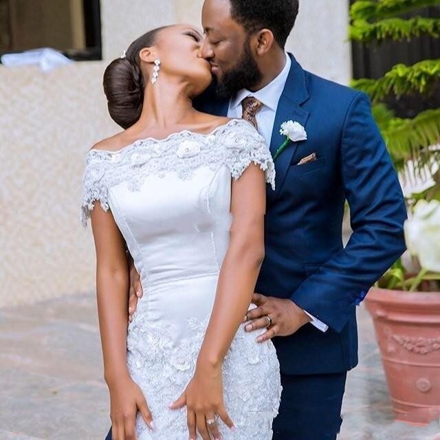 New Romantic Off Shoulder Mermaid Wedding Dresses Sexy Lace Applique Beaded Flowers Bridal Gowns Tulle Court Train African Vestidos