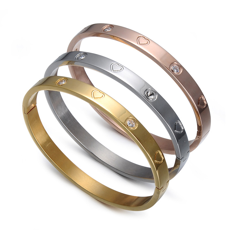 316L Stainless Steel Jewelry Bangle Bracelet Fashion Gold Plated Color Jewelry Openable Woman Heart Bracelet Bangle with Crystal
316L Stainless Steel Jewelry Bangle Bracelet Fashion Gold Plated Color Jewelry Openable Woman Heart Bracelet Bangle with Crystal