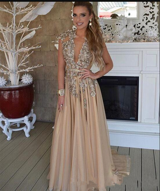 sexy deep v neck prom dresses 3d ral appliqued lace evening gowns saudi arabic cap sleeves formal party dress plus size