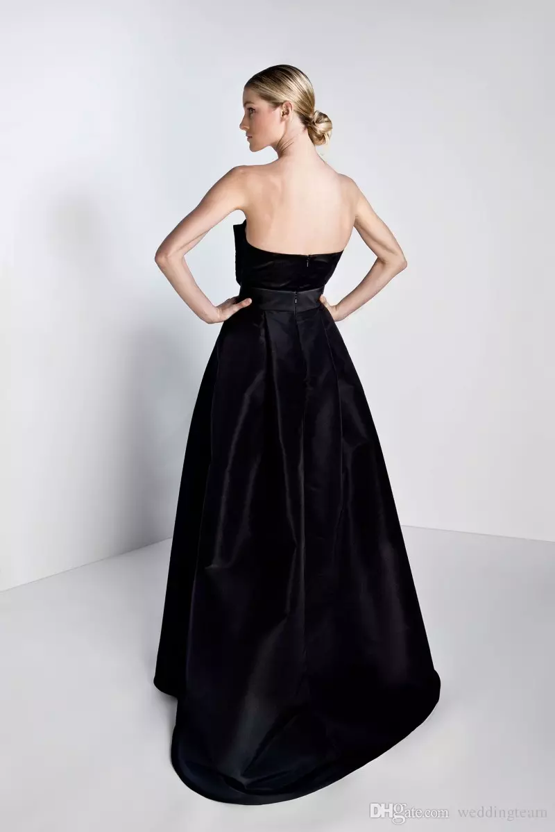 Elegant Black Jumpsuits Prom Dresses With Detachable Train Bow Strapless Neck Formal Evening Gowns Satin Overskirt Prom Dress Custom