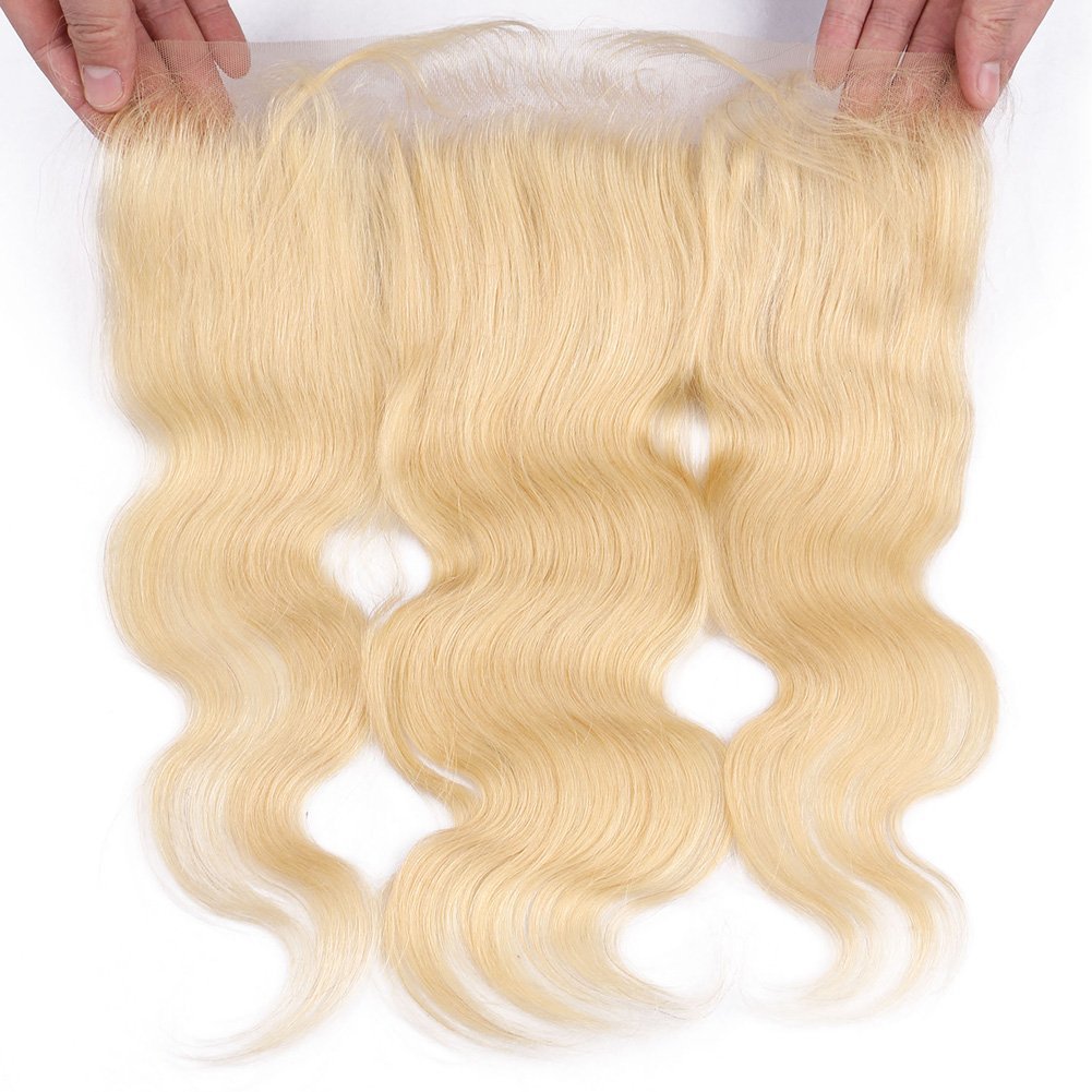 Free shipping 13x4 To Ear Lace Frontal Body Wave 613# Blonde Color Human Closure with Baby Hair