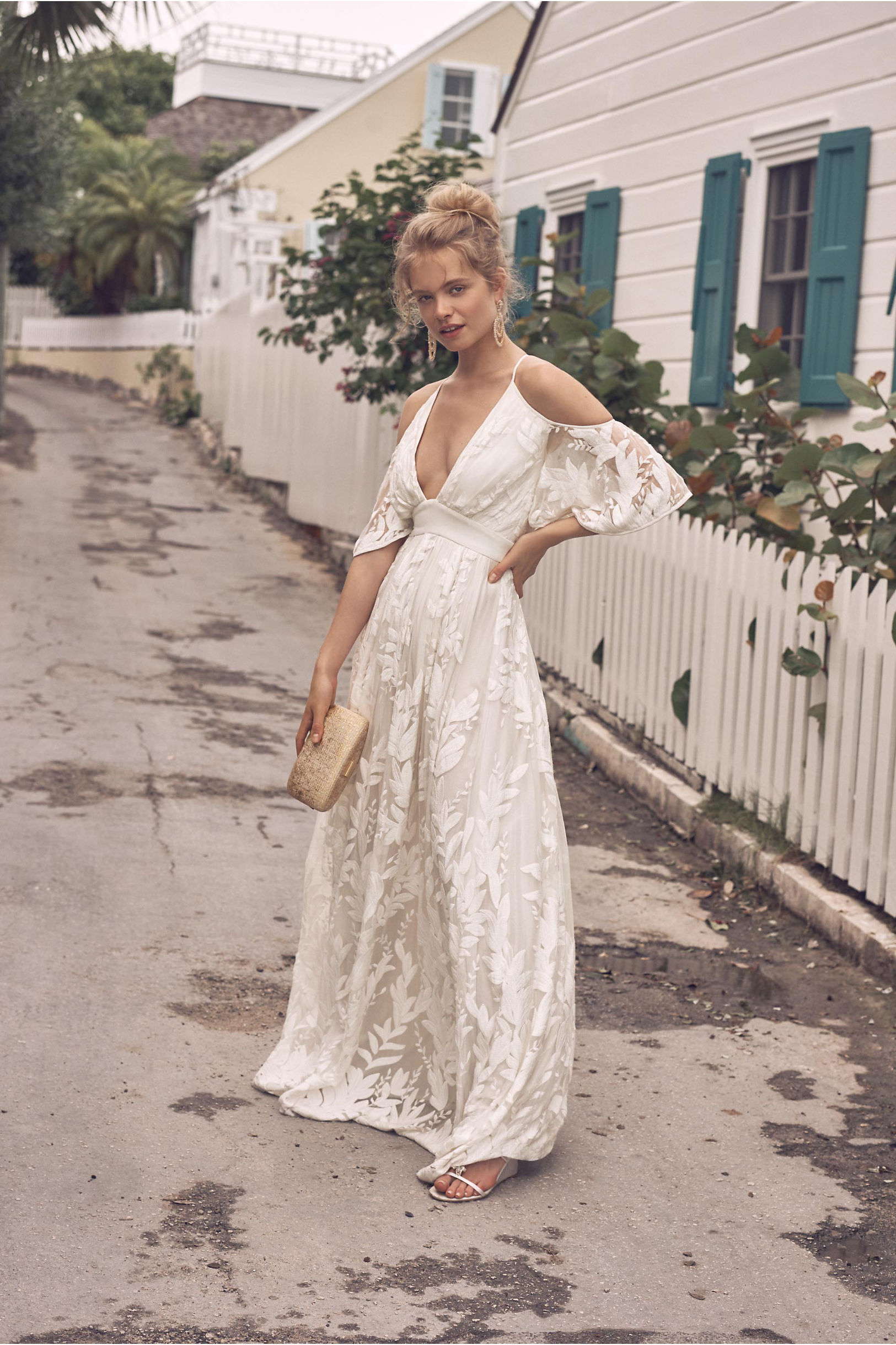 BHLDN Boho Wedding Dresses Spaghetti Lace Applqiues Sexy Backless High Waist Elegant Beach Wedding Dress Plus Size robe de mariée