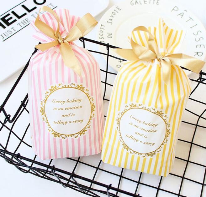 Plastic Drawstring Gift Bags Sacks Wedding Birthday Party Favors Drawstring Gift Bags Baby Shower Supplies with Ribbon