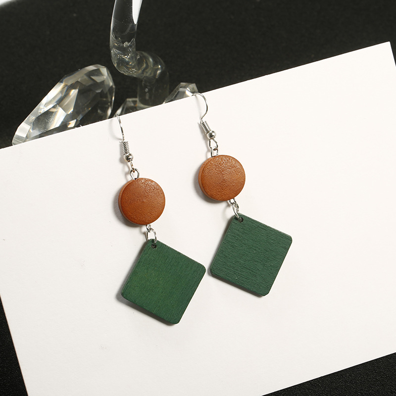 Vintage Statement Women Earring of Ethnic Long Drop Wood Circle Earrings for Women Jewelry Gifts