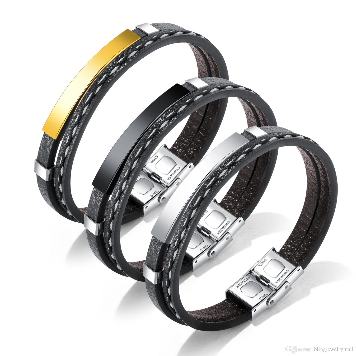 Double Wrap Leather ID Bracelets Stainless For Men Stainless Steel ID Tag Punk Bangle Wristband Jewelry PH1269
Double Wrap Leather ID Bracelets Stainless For Men Stainless Steel ID Tag Punk Bangle Wristband Jewelry PH1269