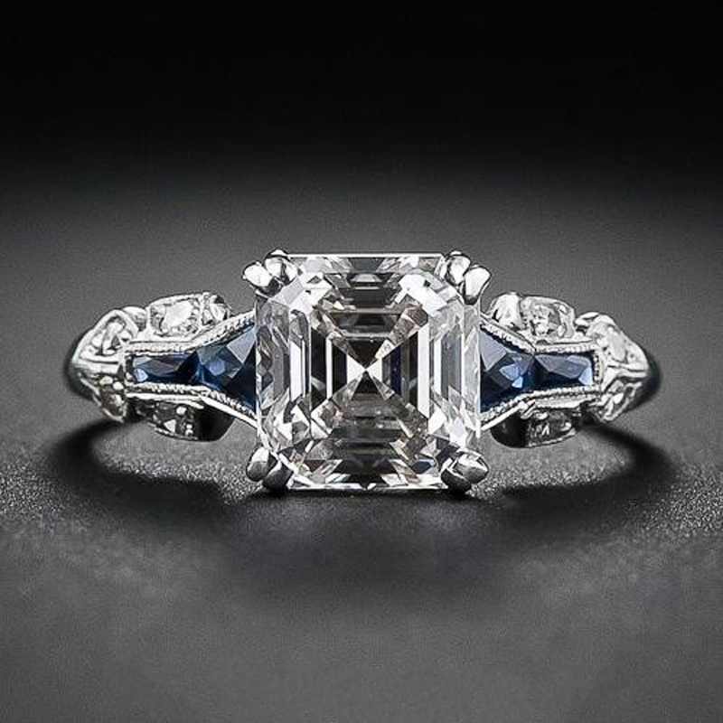 Geometric Square Wedding Band Finger Rings Simple Blue Zircon Women Ring Plated Silver Color Elegant Charm Banquet Jewelry anel
Geometric Square Wedding Band Finger Rings Simple Blue Zircon Women Ring Plated Silver Color Elegant Charm Banquet Jewelry anel