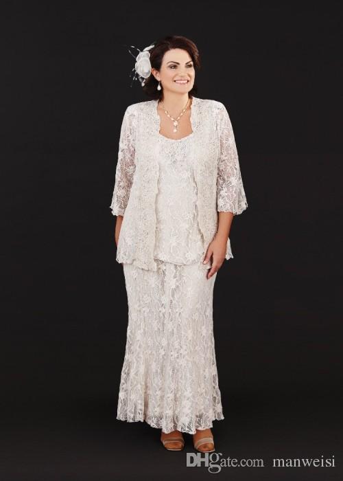 ann balon new mother of the bride dresses full lace scoop neck mothers formal wear ankle length plus size mothers groom gowns
