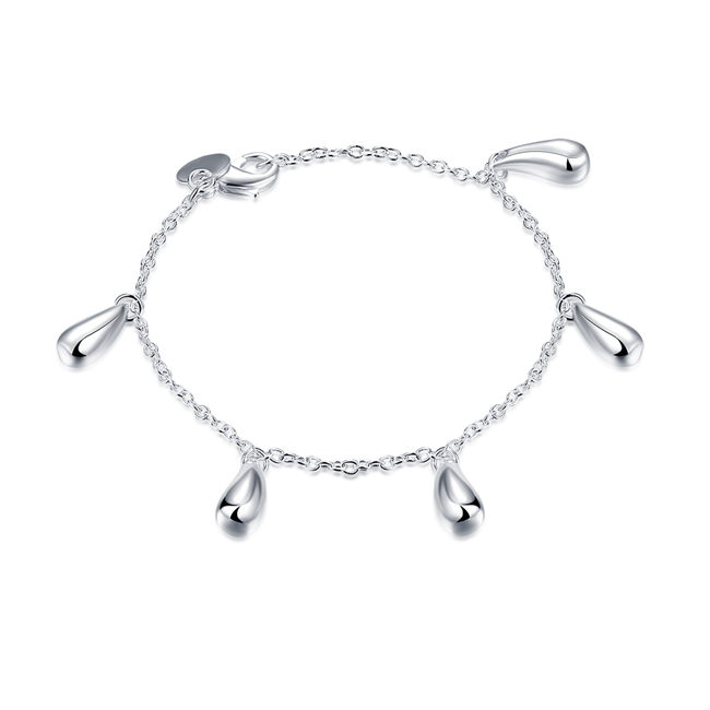 Five water drop hand chain sterling silver plated bracelet ;Hot sale men and women 925 silver bracelet SPB218
