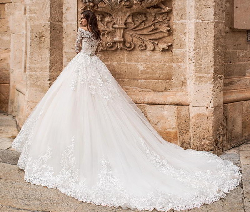 Naviblue 2019 Dolly Plus Size Wedding Dresses Ball Gown Off The Shoulder Lace Appliqued Bridal Gowns Long Sleeves vestido Custom Made