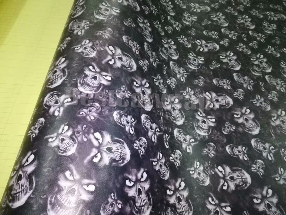 Black Camo skull style Vinyl wraps for Vehicle car wrap Graphics Camo covering stickers foil with air bubble free 1.52x30m 5x98ft