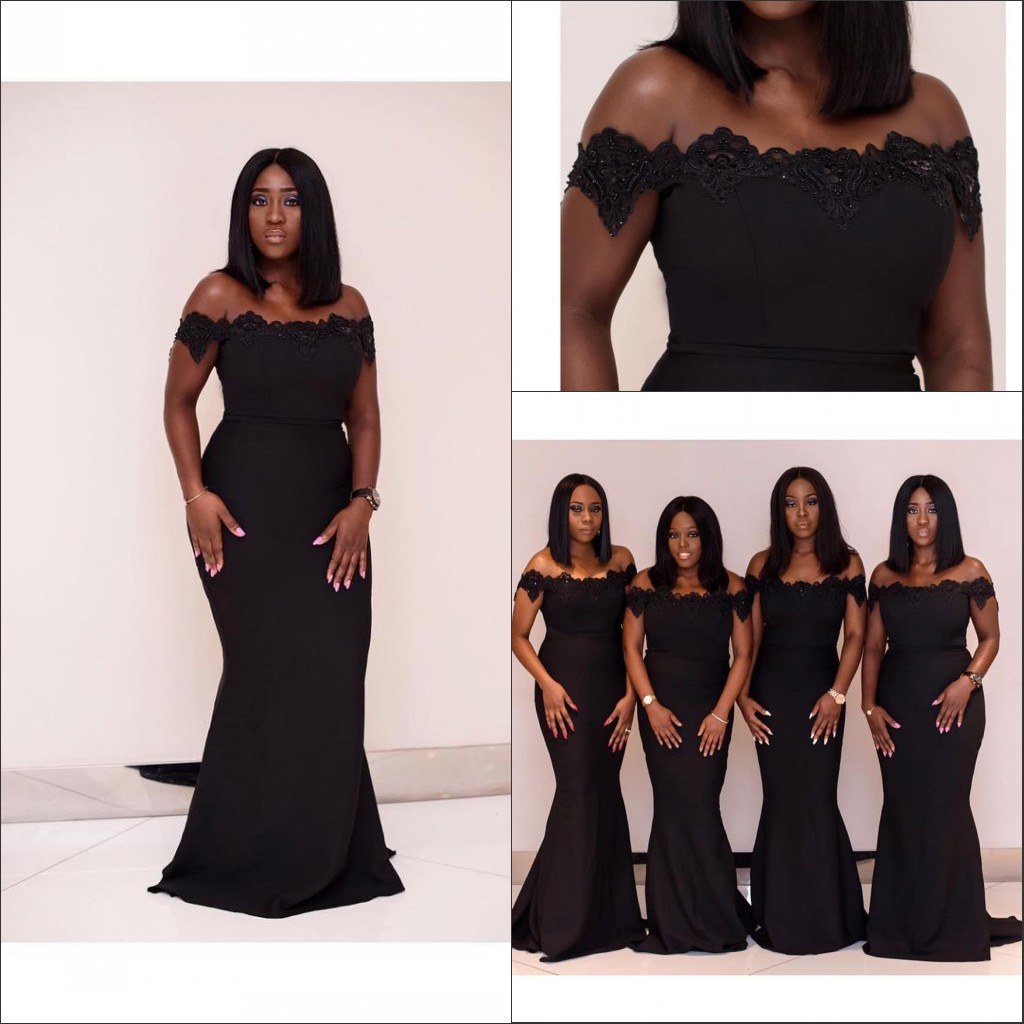 African Black Off The Shoulder Satin Mermaid Long Bridesmaid Dresses 2020 Plus Size Applique Beaded Wedding Guest Maid Of Honor Dress
African Black Off The Shoulder Satin Mermaid Long Bridesmaid Dresses 2020 Plus Size Applique Beaded Wedding Guest Maid Of Honor Dress