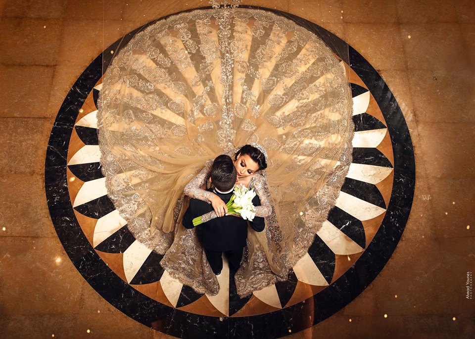 new designer champagne wedding dresses with detachable train long sleeve lace beads bridal gowns scoop neck robe de marie soire